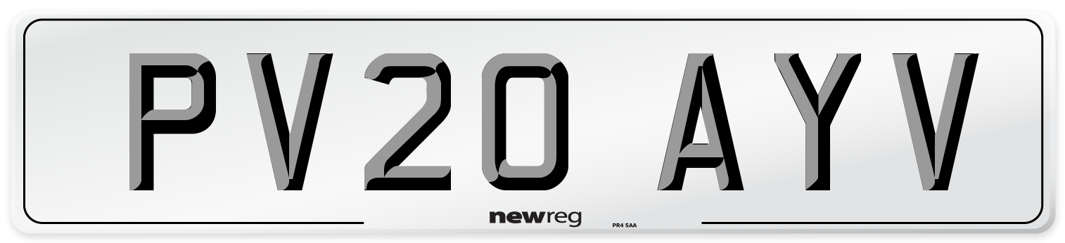 PV20 AYV Number Plate from New Reg